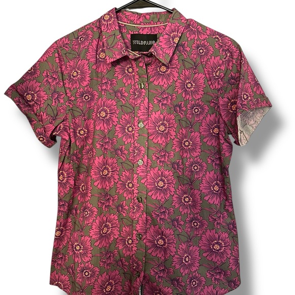 NWT Wildfang Button Up Short Sleeve The Essential Button Up Sketch Floral Sz S - Picture 1 of 8